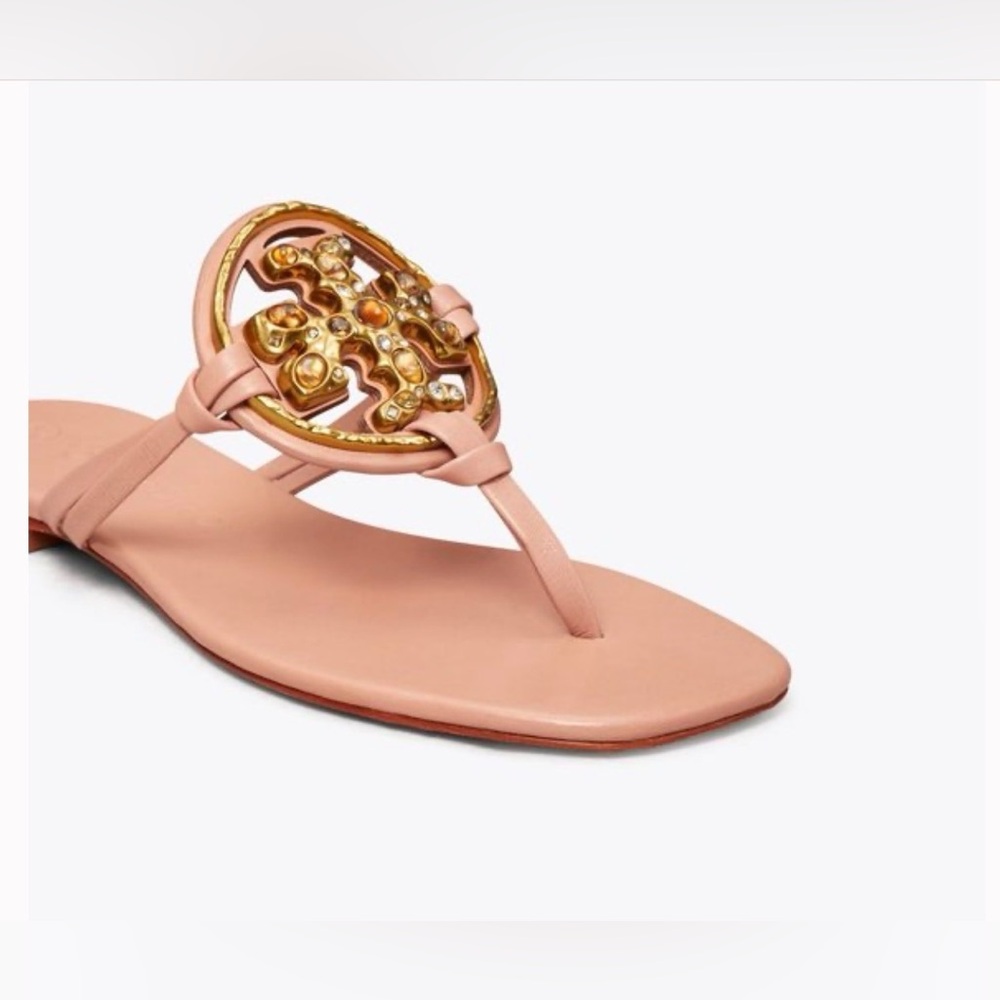 Tory Burch Blush Sandals with Gold Emblem